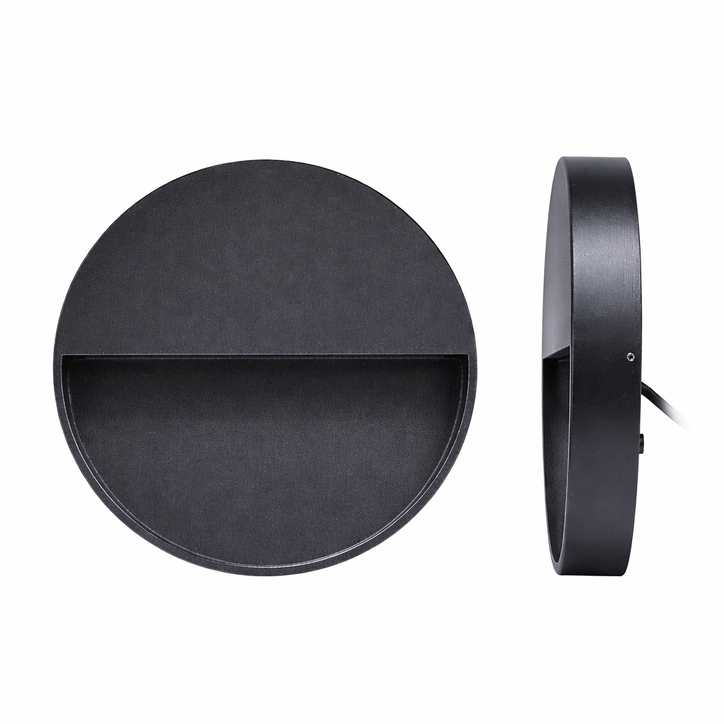 Aplique LED Exterior Negro Redondo para Jardín y Fachada