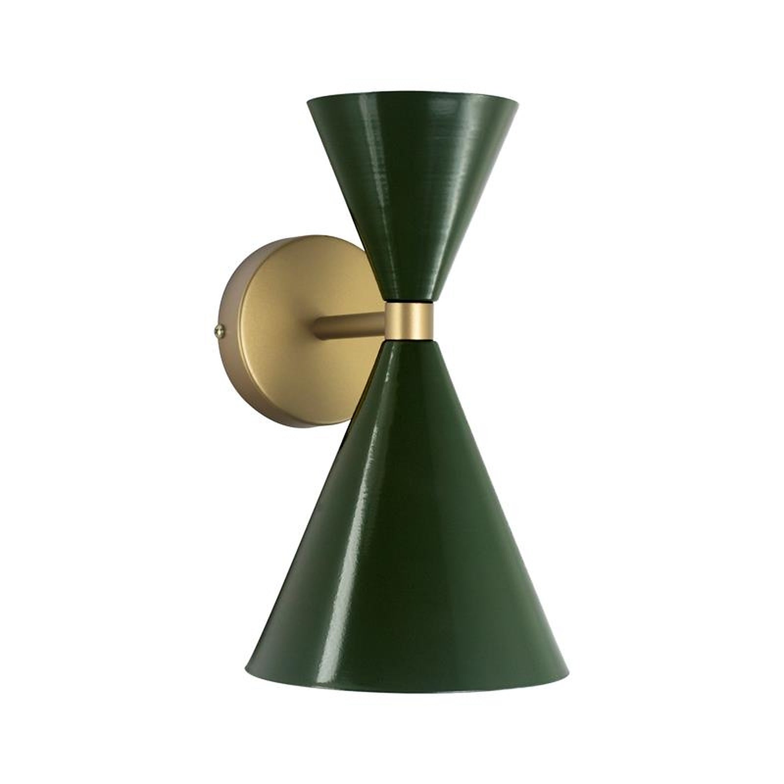 Aplique de pared verde y dorado - vista frontal exacta del producto