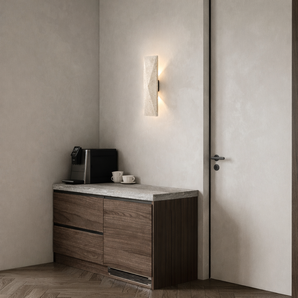 Aplique de Pared Travertino Natural – Lámpara Japandi Wabi-Sabi