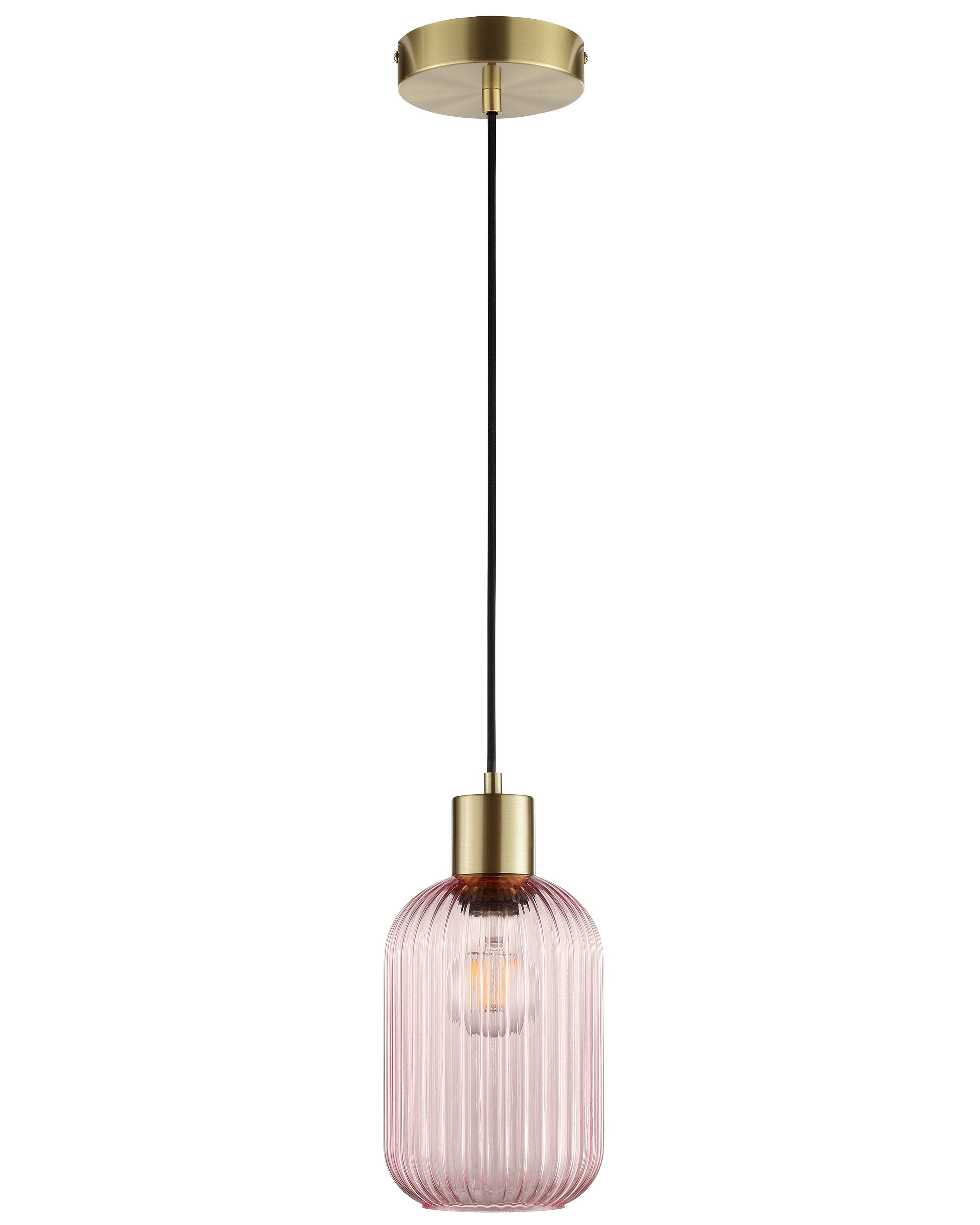 Lámpara colgante de vidrio rosa de diámetro compacto